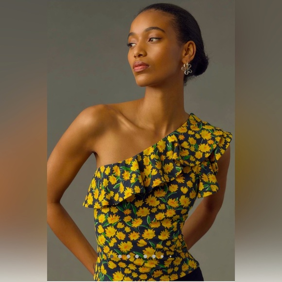 Anthropologie Maeve One Shoulder Ruffle Top NWT Sz M - Picture 1 of 5